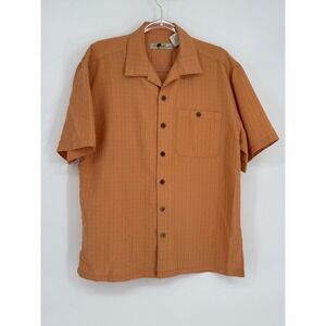Joe Marlin Mens Orange Striped Short Sleeve Button Up Shirt Size Large